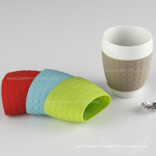 Manga de la taza de café de silicona reutilizable personalizado personalizado